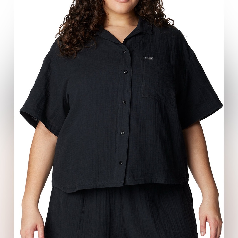 Columbia Women’s Plus Size Holly Hideaway‎ Breezy Short Sleeve blouse black XXL